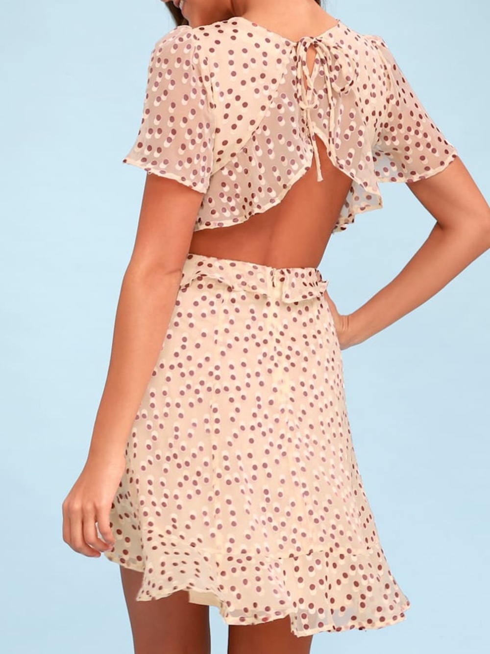Astr the Label Elsie Cream Polka Dot Backless Dress - Picture 4 of 10